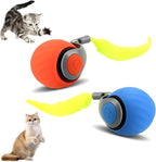 2PCS Interactive Cat Toy for Indoor Cats, Automatic Moving Cat Toy Ball, USB Rechargeable Smart Cat Toys Ball with Replacement Tail, 2 Speed Adjustment