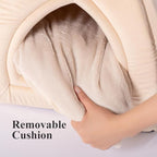 KASENTEX Cozy Small Pet Bed - Ultra Soft Plush Cushion for Cats and Small Animals, Washable Sleeping Pad, Perfect for Indoor Pets, 11 Inches, Beige