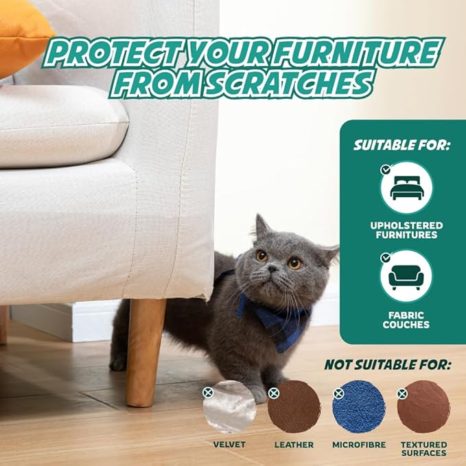 1 Roll Cat Scratch Furniture Protector Tape – Double-Sided Sticky Training (4" x 20ft) – Anti-Scratch Sofa & Couch Guard – Clear, Easy to Apply & Remove – Not for Leather, Velvet, Microfiber