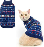 BINGPET Cat Sweater,Cat Outfit Sleeveless Winter Sweater with Snowflake Pattern,Soft Turtleneck Knitted Kitten Puppy Apparel,Cute Winter Pet Clothes for Cold Weather