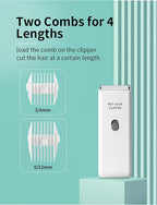 Dog Cat Home Hair Waterproof Clipper Portable Electric USB Rechargeable Pet Grooming Tools Low Noise Shaver Cordless Trimmer for Small and Large Pets