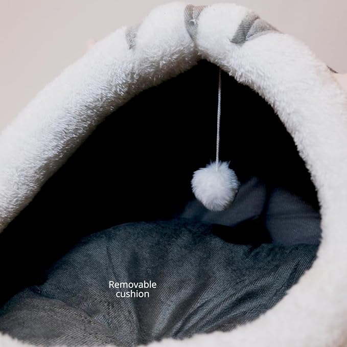Cat Beds for Indoor Cats, Modern Cat Bed Cave with Cover and Soft Removable Pillow, Calming Pet Bed with non-slip bottom
