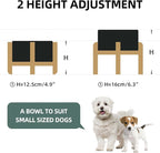 Ceramic Raised Dog and Cat Bowl Set, 2 Heights Elevated Stand, Food and Water Bowl for Small Breed Dogs, Weighted Dog Dishes, Pet Bowl(6.1'',28.7oz, Black)