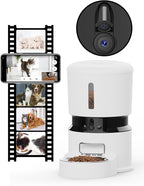 Automatic Cat Feeder with 2K Camera, 4L 1080P HD Timed Dog Feeder Automatic with Night Vision, 5G WiFi Cat Feede with Low Food Sensor, Granary Pet Food Dispenser for Cats, Detachable for Easy Clean