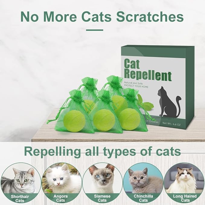 10 Pack Cat Repellent Outdoor to Keep Cats Away, Cat Deterrent Indoor Powered by Peppermint & Lemongrass Oils Safe for Pets & Children, Keeps Cats Out of Furniture, Plants, Specific Areas Effectively