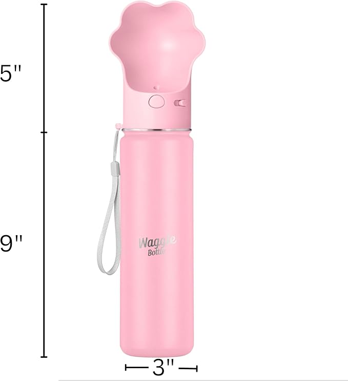 Stainless Steel Dog Travel Water Bottle, Vacuum Insulated Portable Dog Water Dispenser, Drink Cup and Snack Container On The Go, Outdoor Walking, Hiking, Travel (Pink, 22oz)