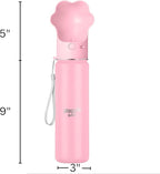 Stainless Steel Dog Travel Water Bottle, Vacuum Insulated Portable Dog Water Dispenser, Drink Cup and Snack Container On The Go, Outdoor Walking, Hiking, Travel (Pink, 22oz)
