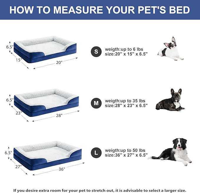 Orthopedic Dog Bed for Medium Dogs, Egg Crate Foam Bed for Medium Dogs, Equipped with Removable Waterproof Pillow Cover and Anti-Slip Bottom, Pet Bed