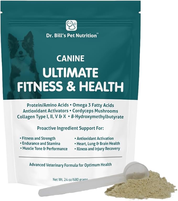 Dr. Bill’s Canine Ultimate Fitness & Health Vitamins for Dogs | Multivitamin for Dogs w/Coenzyme Q-10, Vitamin E, Vitamin D-3, Biotin, Folic Acid, Hyaluronic Acid Dog Vitamins and Supplements 680g