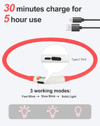 Joytale Light Up Dog Collar, Rechargeable Rainproof LED Collar for Night Walking Safety, Soft Silicone Glow in The Dark, Suitable for Small Medium Large Dogs, Red