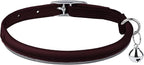 OOPSDOGGY Rolled Leather Cat Collar with Bell, Reflective Kitten Collars with Buckle Include Safety Elastic Strap - Adjustable Small Pet Collars for Boy Girl Cats (Burgundy)