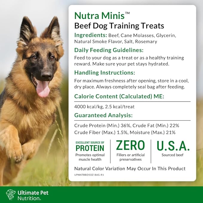 ULTIMATE PET NUTRITION Nutra Minis Dog Air-Dried Training Treats (5 oz) (Beef)