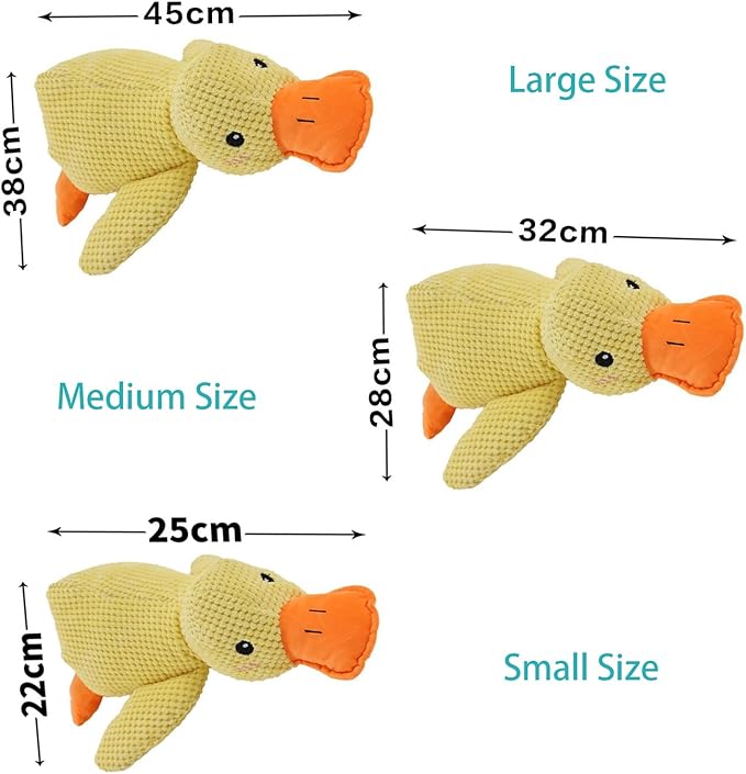 Quack-Quack Duck Dog Toy,Durable Plush Chew Toy with Sounds,Stuffed Plush Calming Duck Dog Toy for Indoor Puppies and Senior Pups (Yellow+Pink, Large)