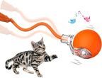 Interactive Cat Toys, Automatic Moving Cat Toys for Bored Indoor Adult Cats, Fast Rolling, Chirping & Motion-Activated Kitty Toys, Fun Gift for Cats with Speedy Tail 2.0, USB Rechargeable, Orange