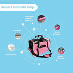 Expandable Cat Carrier for Travel, Soft-Sided Pet Carrier for Cats and Small Dogs, Airline Approved, Comfortable & Breathable Cat Carrying Bag with Adjustable Strap for Daily Use & Airplane(Pink)