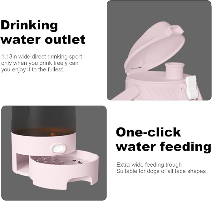 52oz Dog Water Bottle Portable - Travel Dog Water Bowl - Camping, Walking (Pink)