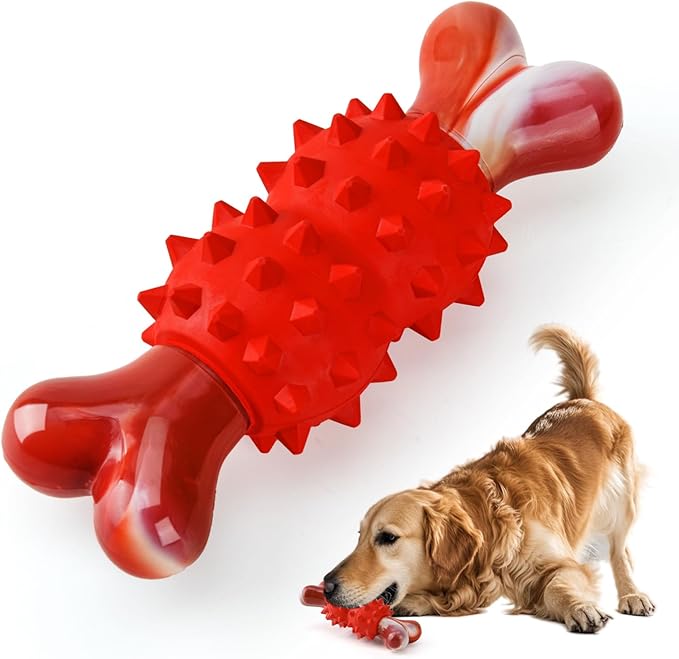 Dog Toys for Aggressive Chewers, Tough Indestructible Dog Chew Toys, Durable Nylon & Rubber Teething Toys for Large Medium Breed, Bone Shape