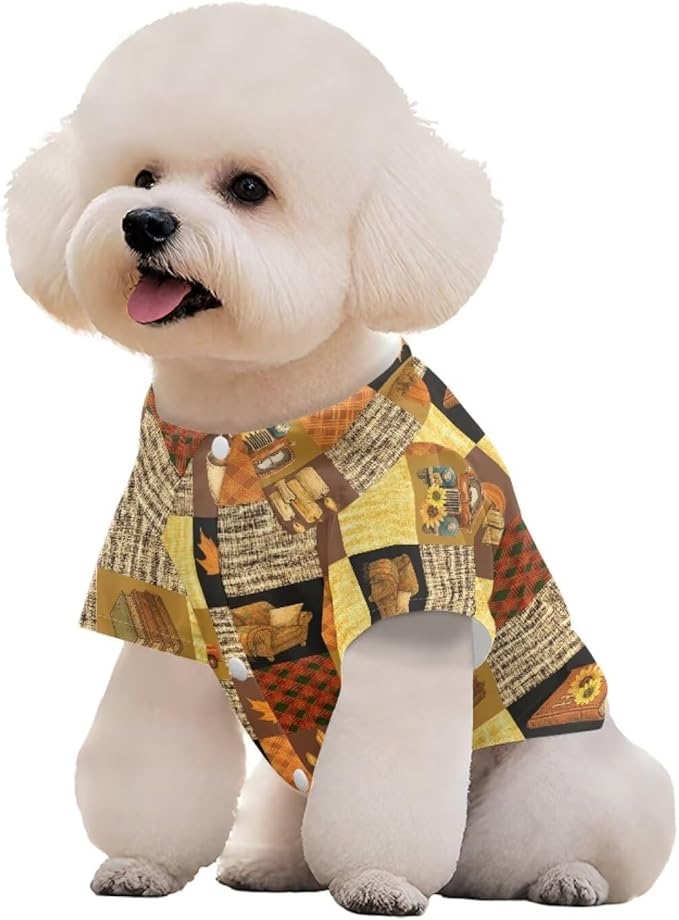 Fall Dog Shirt for Large Dogs Girls Boys Pet Collared Outfit for Chihuahua, Yorkie & Cats Plaid Doggy Clothes Apparel Button Up Tee Soft Summer Costume for Birthday, Photos, Travel