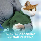 Cozy Comfort Carrier - X-Large Green Cat Carrier, Cat Holder for Cutting Nails, & Cat Carrier Pouch for Vet Visits, Medication Administration, Dental Care, & Travel