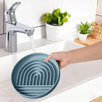 YINGFAN Slow Feeder Dog Bowls, Silicone Non-Slip Dog Slow Feeder Bowl, Puzzle Slow Eating Bowl for Medium to Small Dogs, Easy to Clean & Dishwasher Safe, 2 Cup, Blue Arc