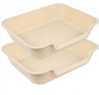 2 Pack Extra Large Dog Litter Box Pan Tray (ABS Material), Low Entry Jumbo Senior Litter Boxes for Multiple Kitten Big Cats, Pet Safe Indoor Dog Potty (Sandbeach, 24" L x 20" W)