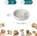 vancasso Slow Feeder Dog Bowl, 0.6 Cups Ceramic Dog Food Dish for Fast Eaters Small Breed, Puzzle Bowl for Small Dogs and Cats, Light Gray