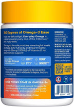 Oceanblue Omega 3 Supplement for Women | Burpless Fish Oil 720mg with Vitamin D3 | Heart Immune Support, Molecularly Distilled Orange Flavor (30 Count One a Day Omega)