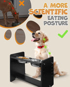 Elevated Dog Bowls, Adjustable Raised Dog Bowl Stand for Medium Size Dogs and Cats, Durable Bamboo Dogs Feeder with 2 Stainless Steel Bowls and Non-Slip Feet, Pet Food Bowl for Medium Sizes