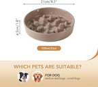 Ceramic 8.2 inch Dog Bowl Slow Feeder, Slow Pet Food Dish for Medium and Large Dog, Stop Bloat, Preventing Choking(Single Bowl, Brown Coffee)