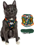 Travel Cat Harness and Leash Set - Adjustable Fit Mesh Cat Harness and Reflective Strap - Comfort Walking Vest for Kitten for Outdoor Walking, Hiking (XS, Hawaiian)
