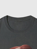 Verdusa Women's Lips Print Graphic Tees Y2k T Shirts Summer Crew Neck Vintage Going Out Tops