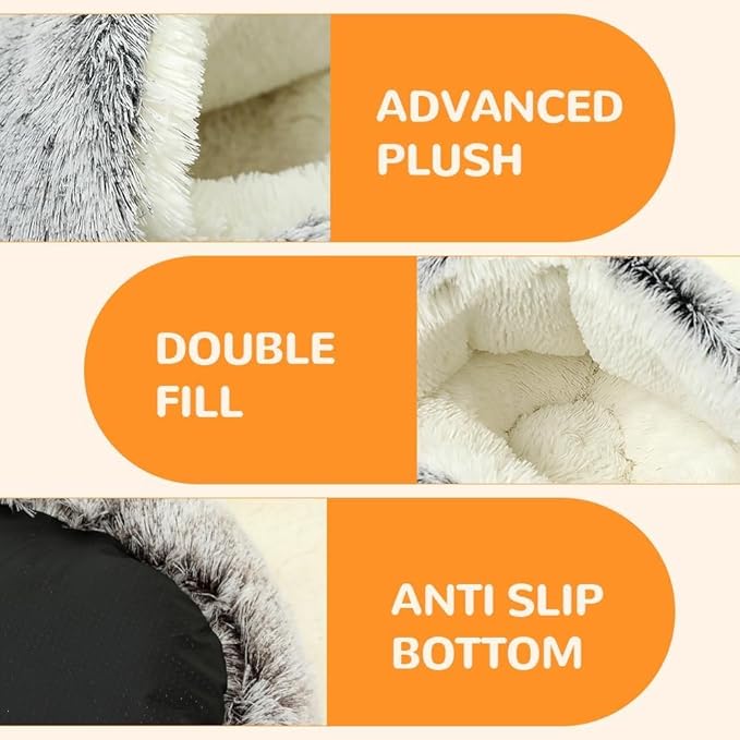 Lapcatz Nest Bed, 2026 Upgraded Cat Beds for Indoor Cats, Portable Fluffy Pet Bed, Durable Covered Cat Bed for Indoor Use, Soft Puppy Bed for Pet Owners (Pink, Medium)