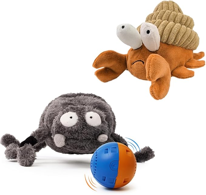 Interactive Dog Toys That Moves Active Ball for Dogs with Rechargeable Battery Self Moving Balls and Plush Cover for Small & Medium Dogs to Chase Barking Dog Toy Vibrates Toy SpidHerm