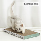 PAWSFANS Cat Scratcher Cardboard Scratch Pad with Box Durable Corrugate Scratching Board Kitty Sofa Lounge Bed Reversible Catnip Included for Indoor Cats,Large (Box, 3pcs)