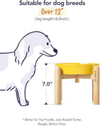 LE TAUCI Ceramic Slow Feeder Puzzle Bowl Elevated 1.5 Cup with Wooden Stand for Small & Medium Dog, Fast Eater Food Bowl, Star Yellow