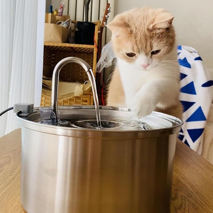 The KittySpout Stainless Steel Wireless Cat Water Fountain, 4L/108oz