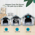 ANPPEX Small Dog House Indoor,M Size Indoor Dog House for Small Dogs and Cats,Covered Dog Bed with Cushion,Grey