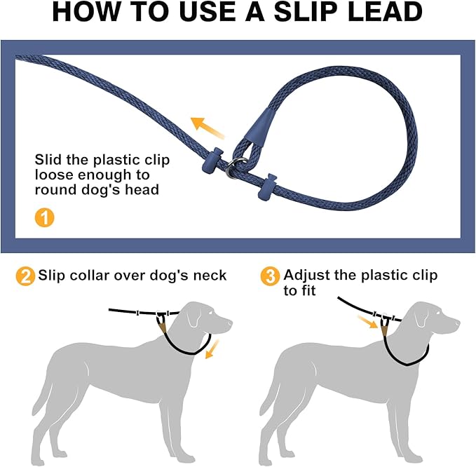 Lynxking Dog Leash Slip Lead Reflective Breathable Rope Comfortable Strong No Pull Slip On Pet Training Lead for Dogs