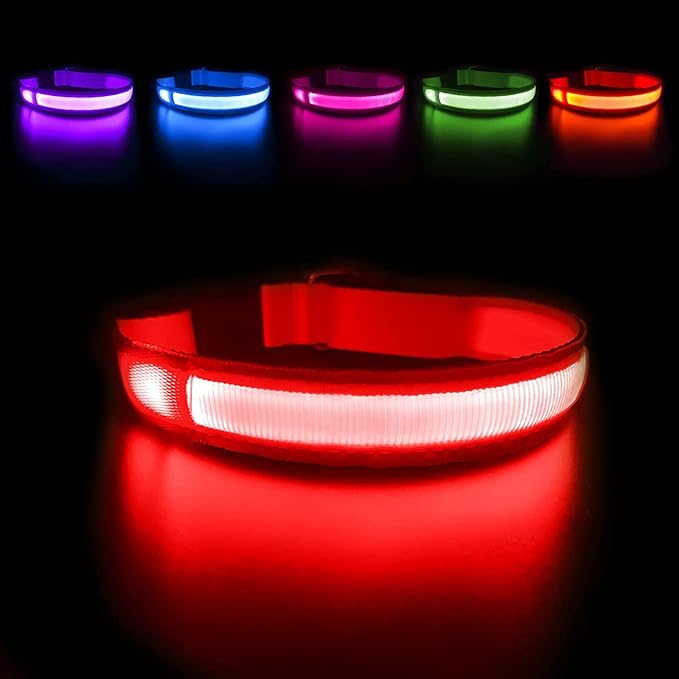 MASBRILL LED Dog Collar,Light Up Dog Collars Rechargeable Waterproof Night Walking Glow Dog Collar for Small Medium Large Dogs