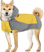 IECOii Large Dog Raincoat Waterproof,Hooded Rain Jacket Keep Dog Dry in Wet Weather,Reflective Rain Poncho Clothes with Convenient Leash Hole/Adjustable Magic Sticker/Easy On and Off/,Yellow,Large