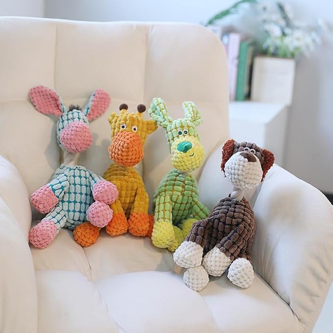 Indestructible Dog Toys,2025 New Dogs Plush Toy for Aggressive Chewers,Squeaky Durable Chew Toy for Indoor Pups Teething,Stuffed Toys for Small Medium Large Animals (Donkey)