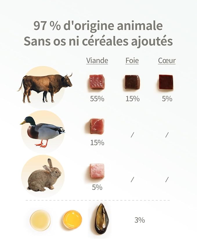 Freeze-Dried Cat Food, 97% Animal Origin Soft Dry Raw Food for Cats, High Protein Healthy Freeze Dried Cat Treat & Topper (Beef Recipe - 2.1 Ounce)