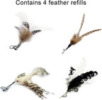 TTcat Cat Wand Toys,Interactive Bird Simulation Toy Set,Fishing Pole,35'' Flexible Steel Wire and 4Pcs Feather Refills,Teaser Toys for Indoor Cat and Kitten.