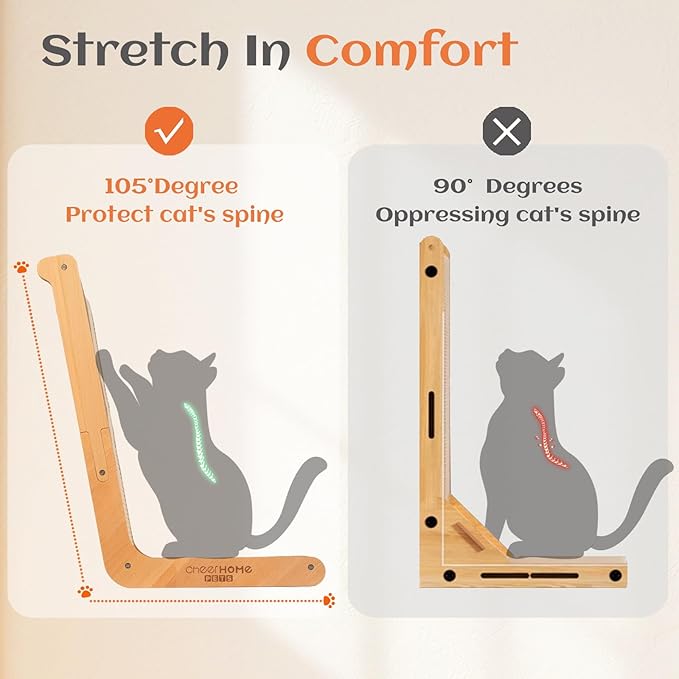 Sisal Cat Scratcher for Indoor Cats Scratching Pad Vertical Cat Scratcher L Shape Cat Scratching Board Cats Scratch Post Solid Wooden Cat Furniture(Large)