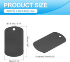 MECCANIXITY Blank Dog Tags Rectangle Blank Aluminum Blank Keychains Laser Engraving Blanks ID Name Tag Metal Personalized Pet Tags for DIY Crafts Black, 300 Pack