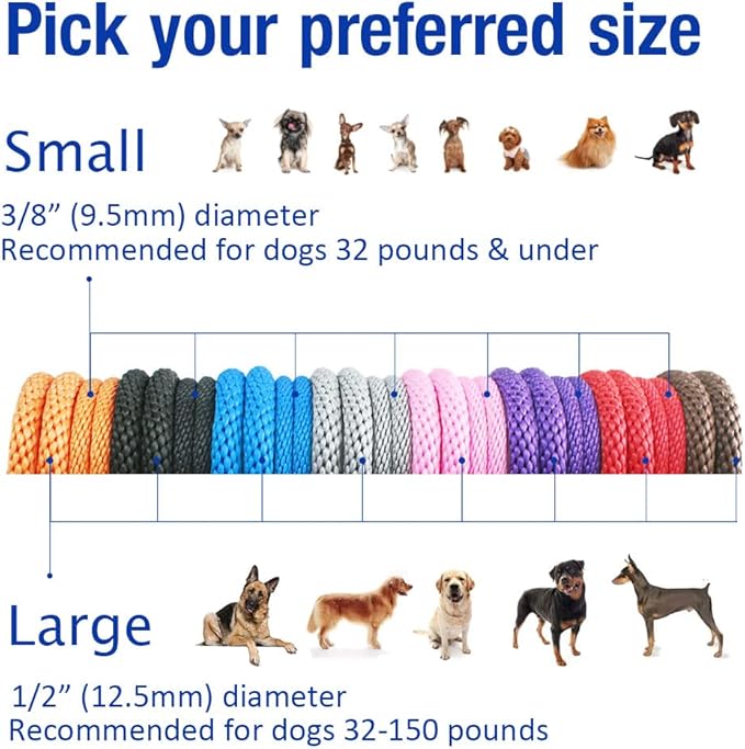 lynxking Dog Leash Slip Lead 5 6 8 FT Dog Training Leash Strong Heavy Duty Braided No Pull Training Lead Leashes for Small Medium Large Dogs