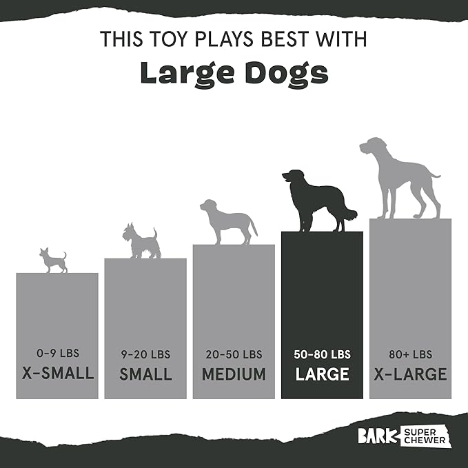 Barkbox Hambone Super Chewer Tough Dog Chew Toy for Aggressive Chewers, Plush Cover with Rubber Core - 2 Toys in 1 – Two Layer Treat Dispensing Dog Toy for Large Dogs