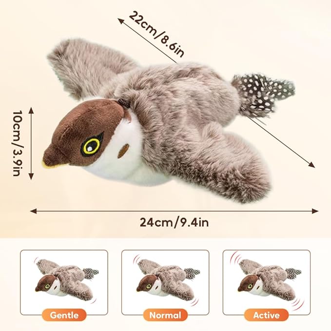 2026 New Interactive Chirping Bird Cat Toy, Flying Bird Cat Toy Stimulating Play for Bored Indoor Kittens Cats (Color-C)