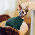ROZKITCH Hairless Cat Clothes, Breathable Soft Jumpers for Cats Only, Full Cover Clothing with Four Legs, Warm Sweater T-Shirt Pajamas Jumpsuit Vest Cornish Rex Devon Rex Peterbald DarkGreen L