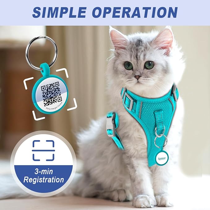 Dog Tags Personalized,QR Code Smart Pet ID Name Tag,Instant Location Alerts,Easy Online Profile Updates,No Fees,No Apps,Anti-Lost,Waterproof Silicone Dog Cat Tag for Small,Medium,Large Dogs(Blue)